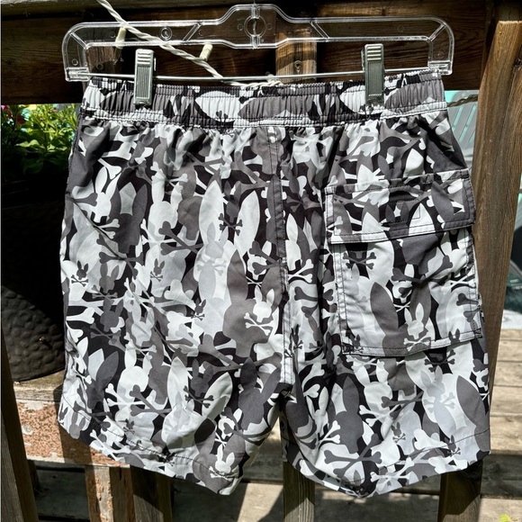 Psycho Bunny Mens Chuck All Over Print Swim Trunk in Black/Gray Camo Men’s SZ XS - Picture 2 of 6